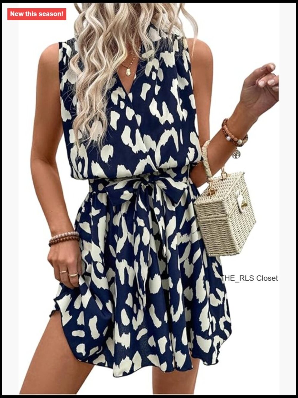 Women's Sleeveless Wrap Dress V-Neck Flowy Belted Summer